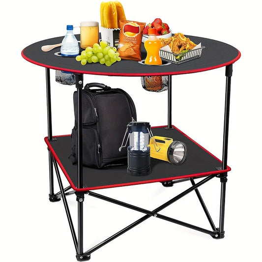 Folding Camping Table with Cup Holders & Carry Bag
