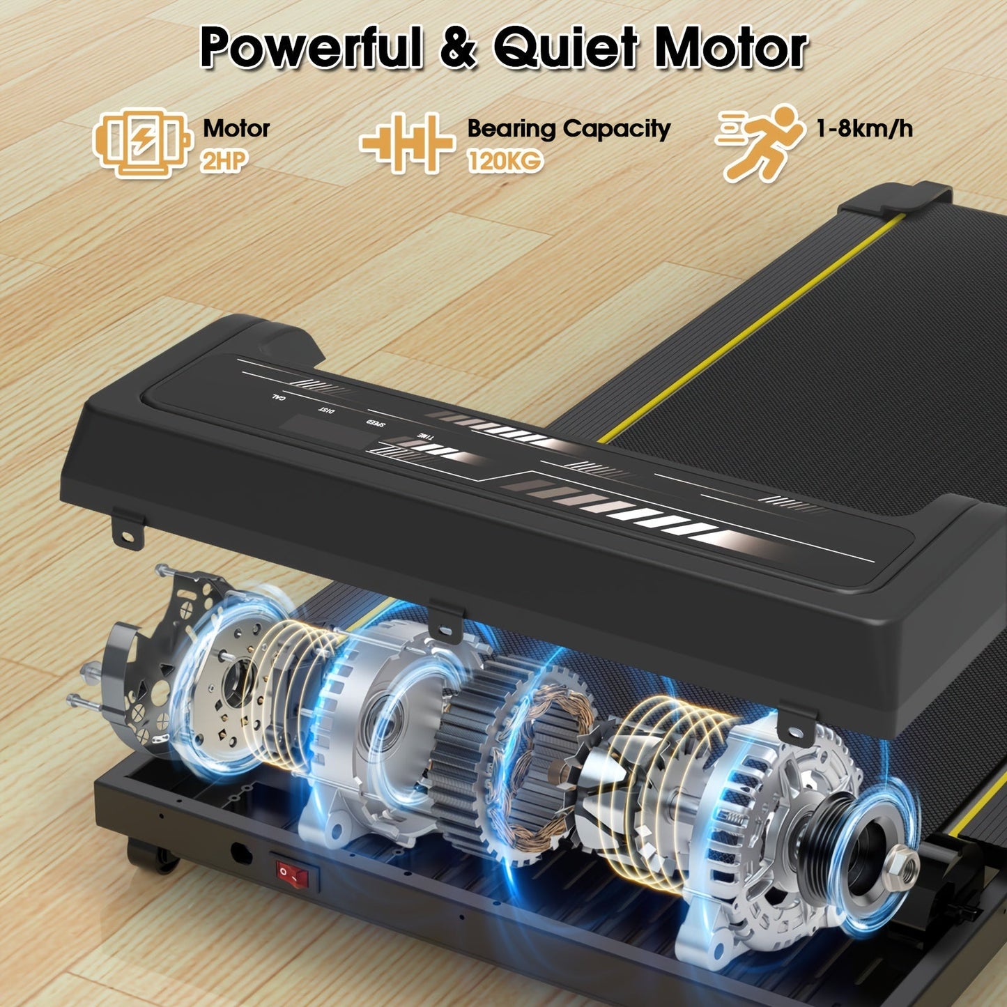 Under Desk Walking Pad - Home Gym Office Fitness Equipment(Black)