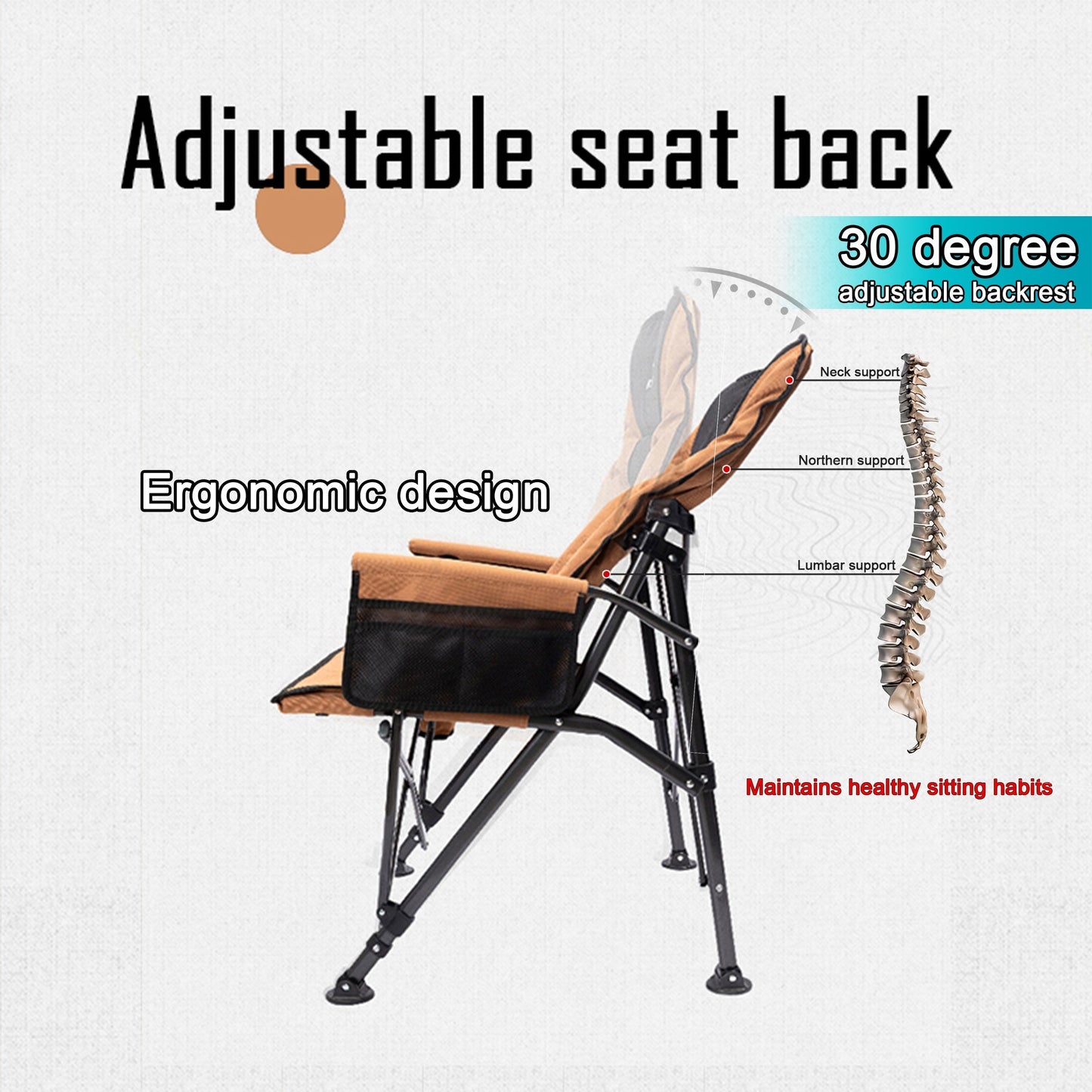 Outdoor Folding Camping Chair with Adjustable Backrest