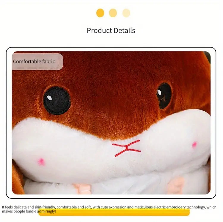 Cuddly Hamster-Shaped Seat Cushion - Dark Brown, 45cm x 40cm