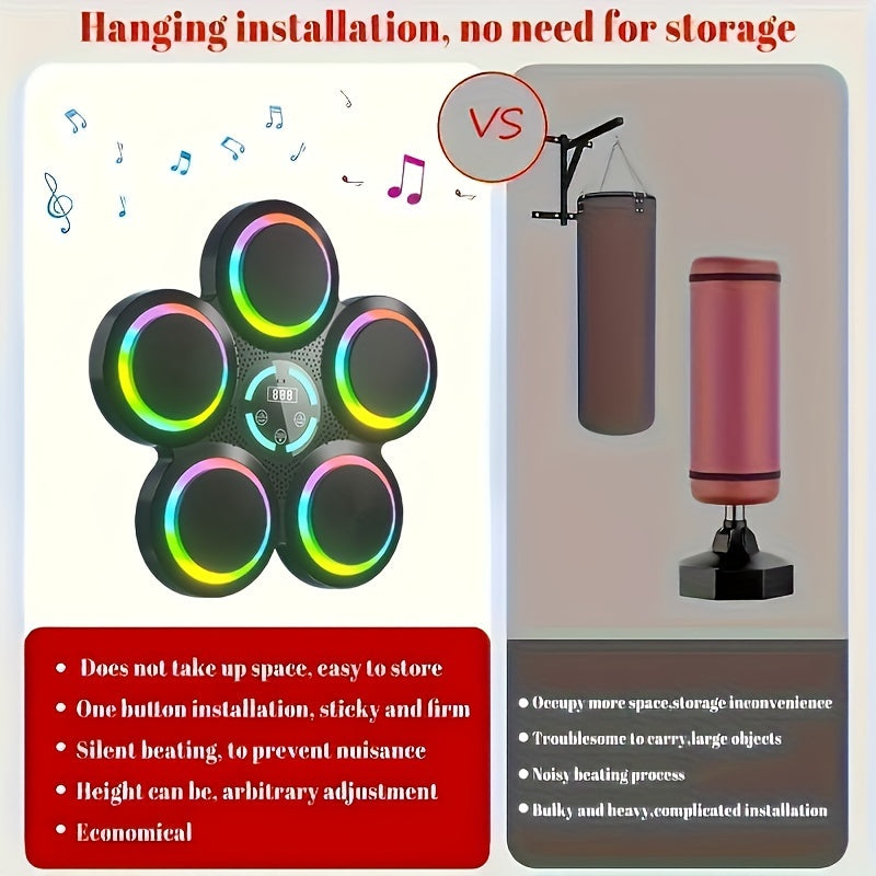 Wall-Mounted Electronic Boxing Training Pad with Dynamic Rhythms(Black)