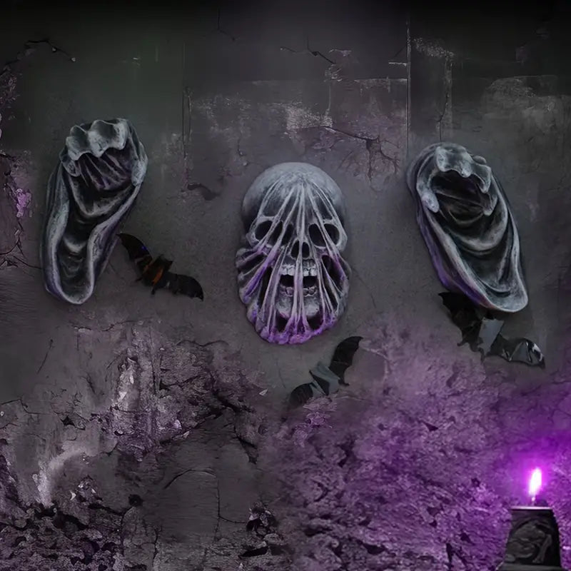 3-Piece Set of 5-Inch Realistic Ghost Hands - Wall-Mounted Head Pendants