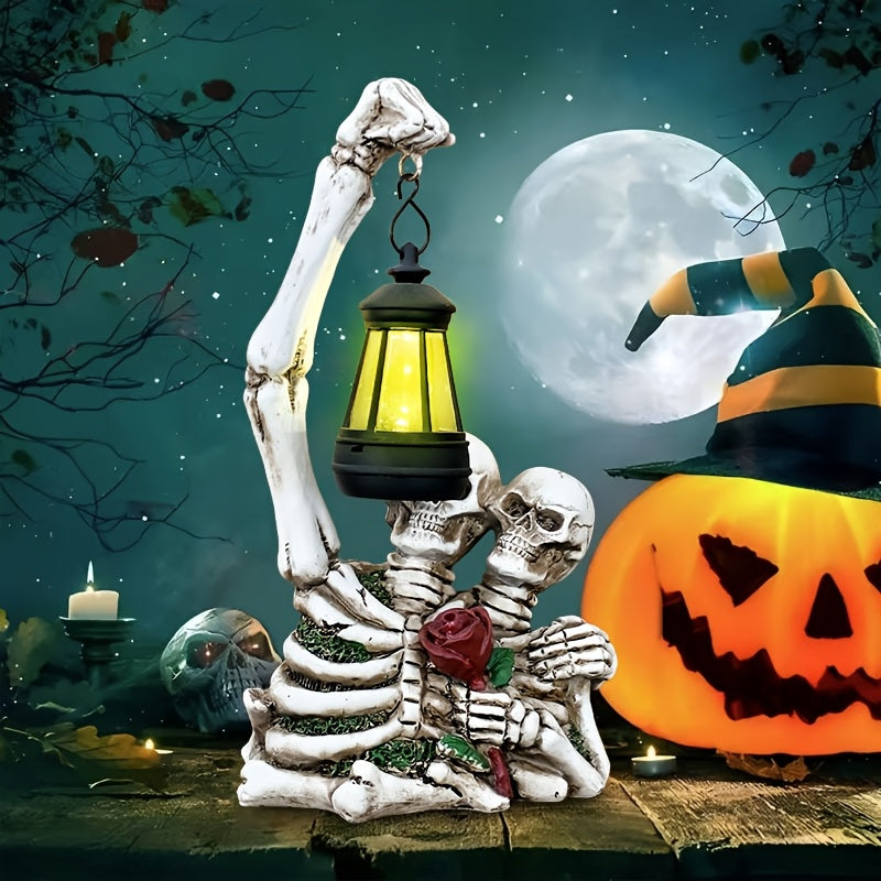 Solar Couple Skull Lantern Statue
