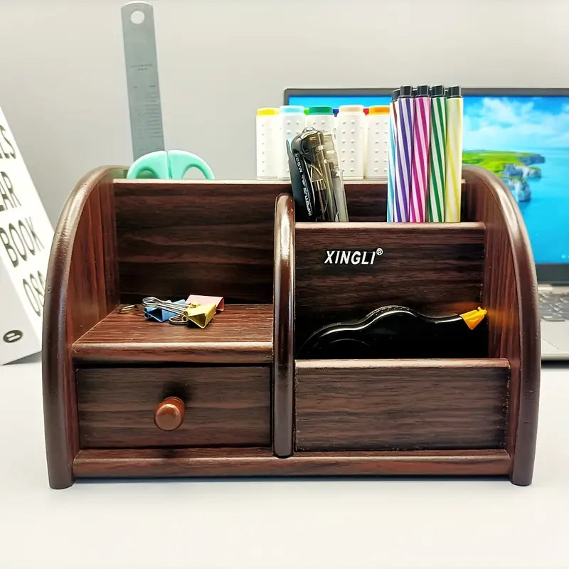 Wooden Desk File Organizer with Drawer