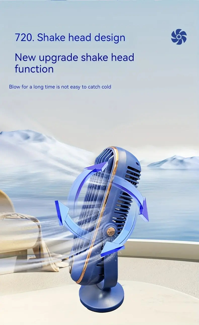 Large Battery Dual Motor Portable Fan - Blue