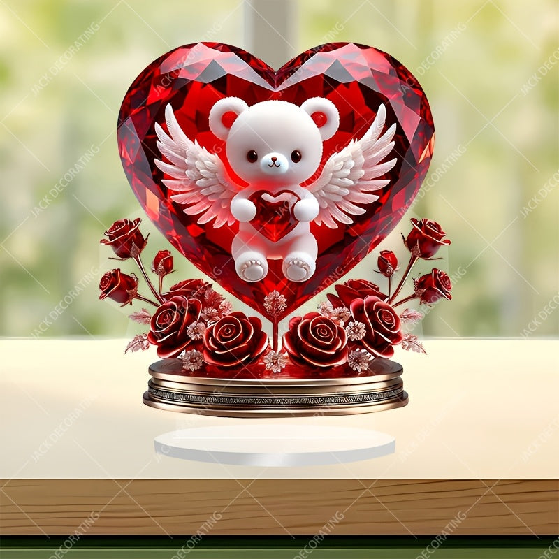 Crystal Bear Holding Heart Ornament