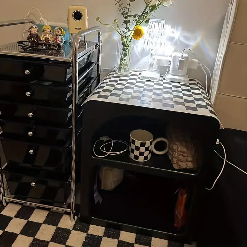 Chic Cave-Inspired Bedside Table - Black