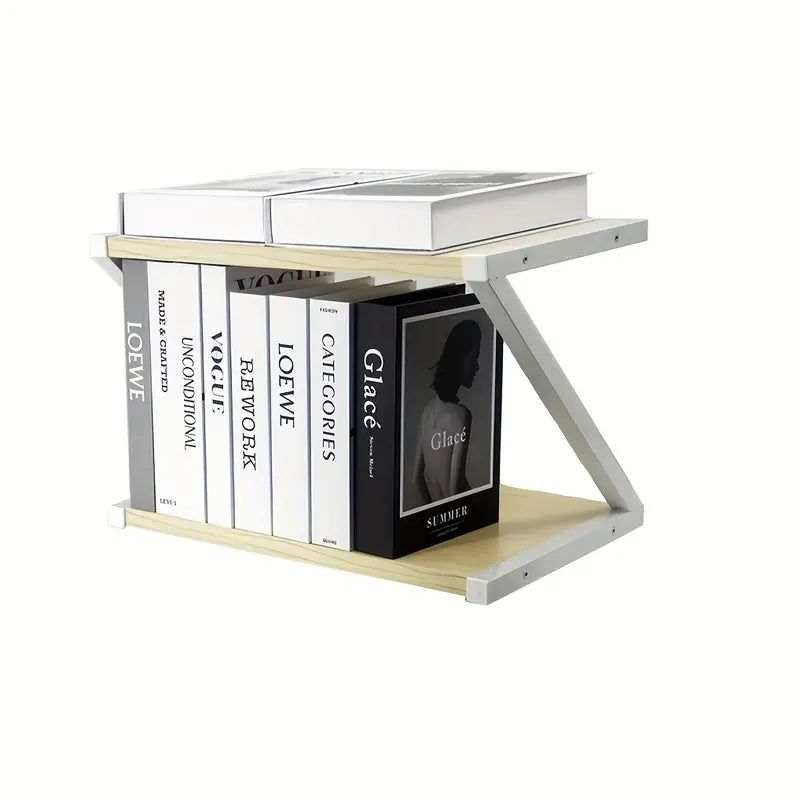 Beige Desk Study Table Storage Cabinet - Vertical Desktop Shelf & Rack