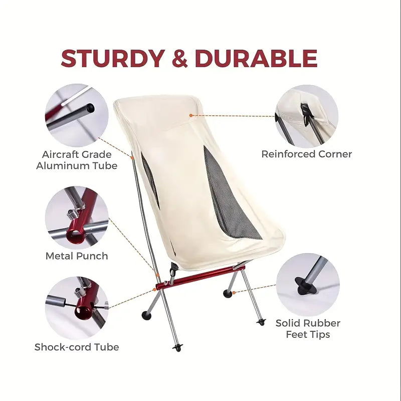 Portable Camping Chair - Lightweight Foldable Backpack Beach Chair