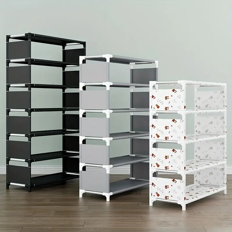 Keep your footwear in check with this multi-layer plastic storage shoe rack