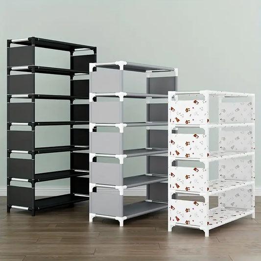 Keep your footwear in check with this multi-layer plastic storage shoe rack