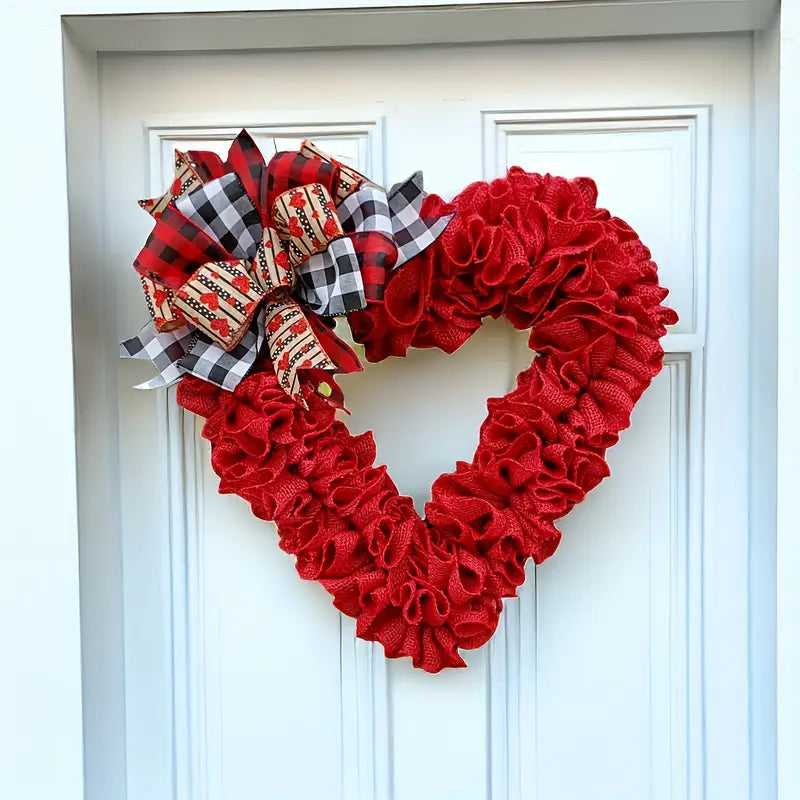 Valentine's Day Wrinkled Hemp Rope Heart-shaped Wreath