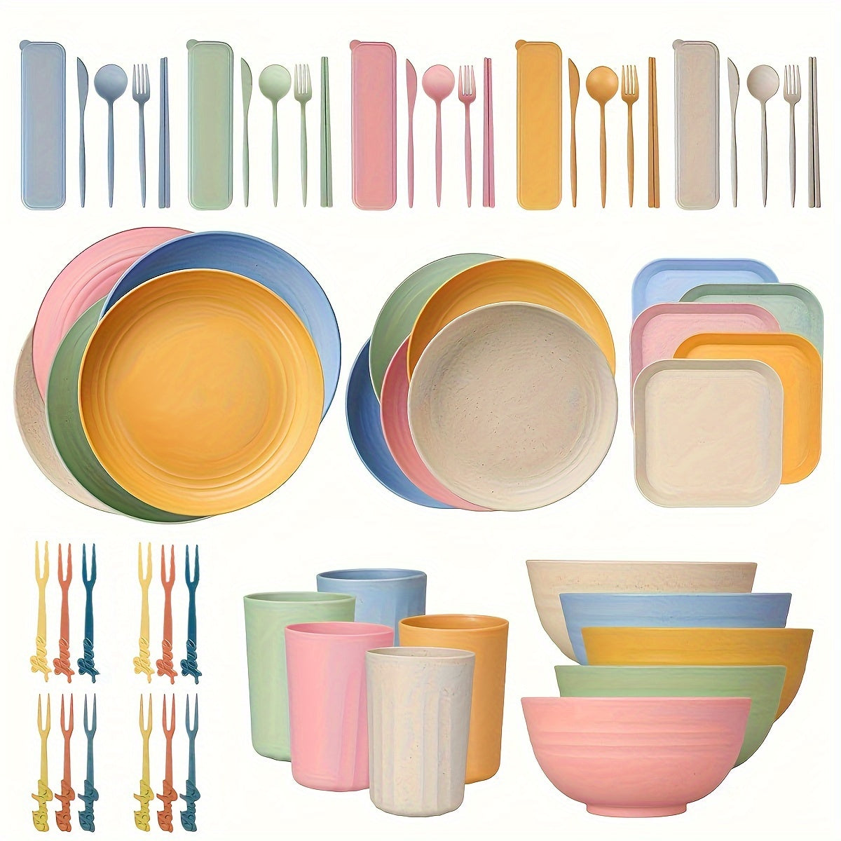 Outdoor Camping Dinnerware Set for 5 (62pcs)