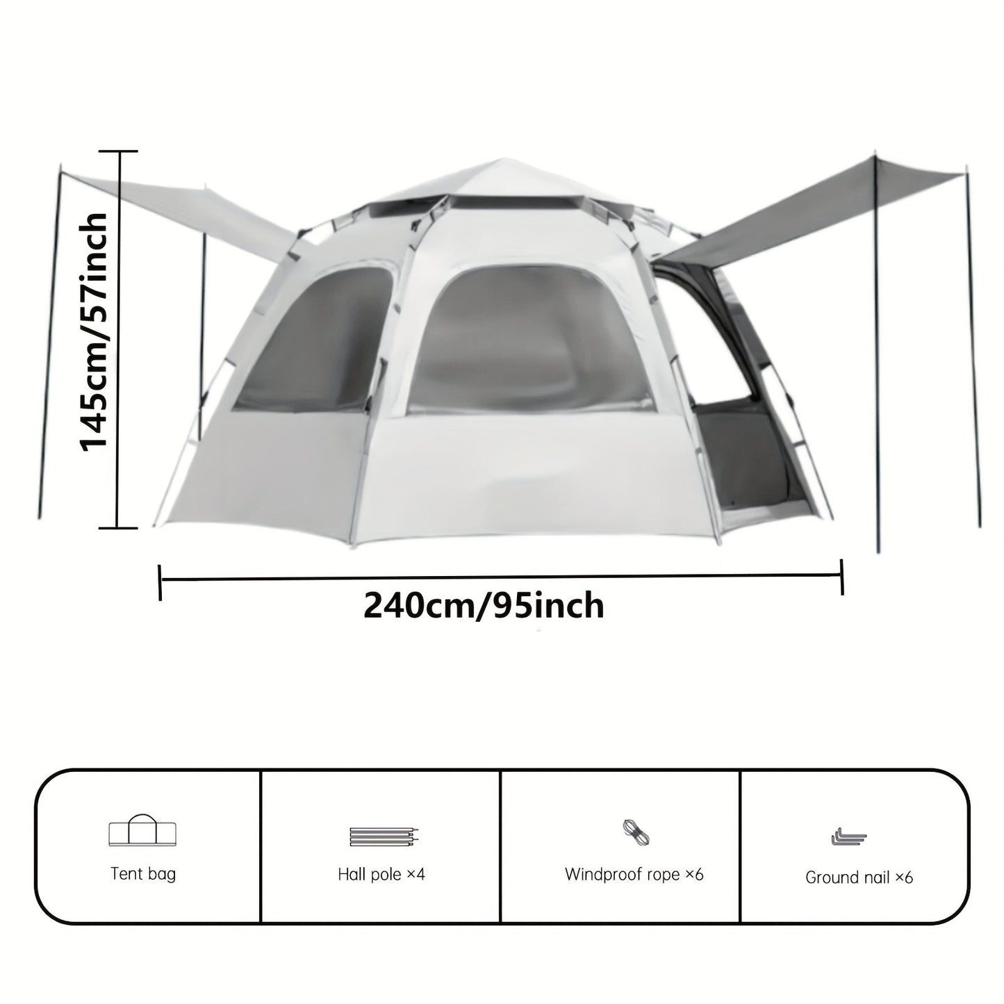 Hexagonal Quick Opening Outdoor Camping Tent 6-Person