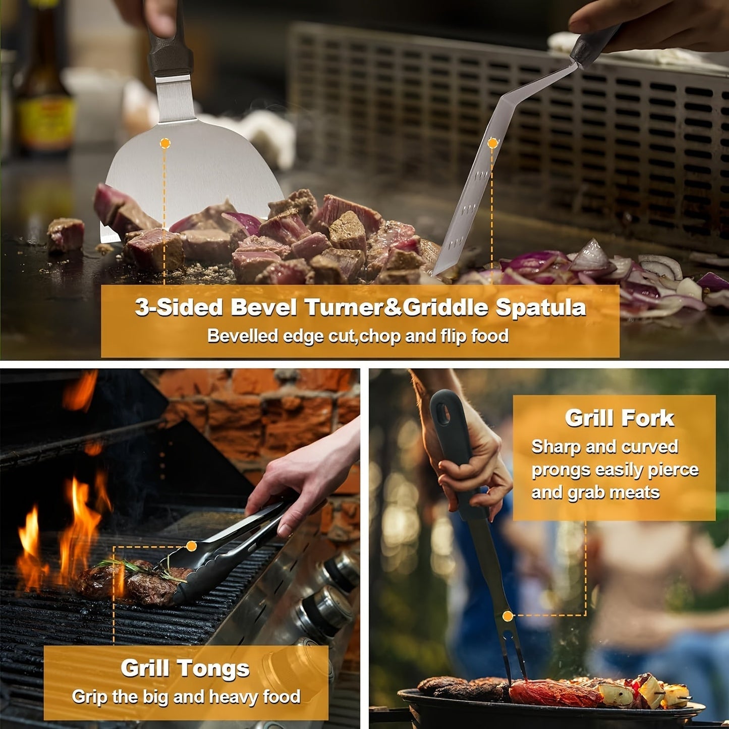 Flat Top Grill Accessories Stainless Steel Set (18pcs)