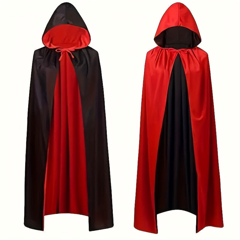 Halloween Vampire Cape Set with Necklace Earrings Hood