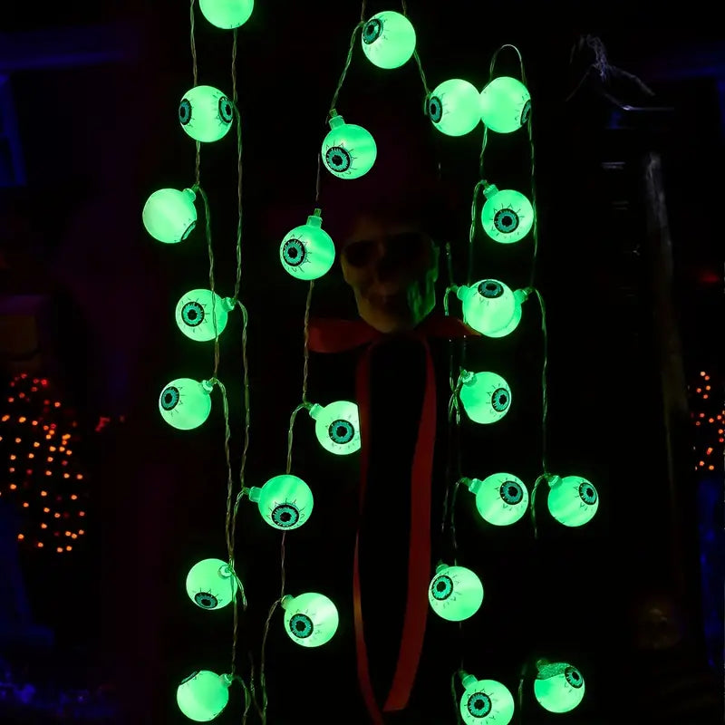 Spooky Solar Spectacles: Green Eyeball Halloween Lights