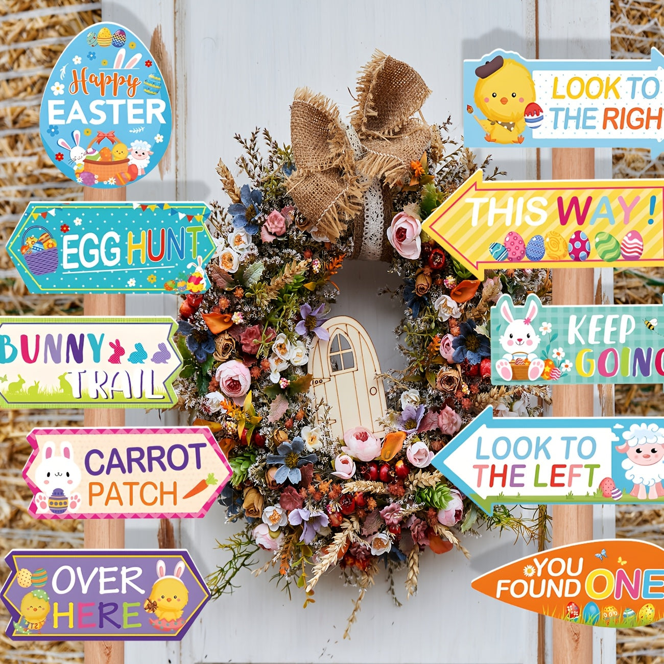 Easter Egg Hunt Bunny Chick Yard Signs Set