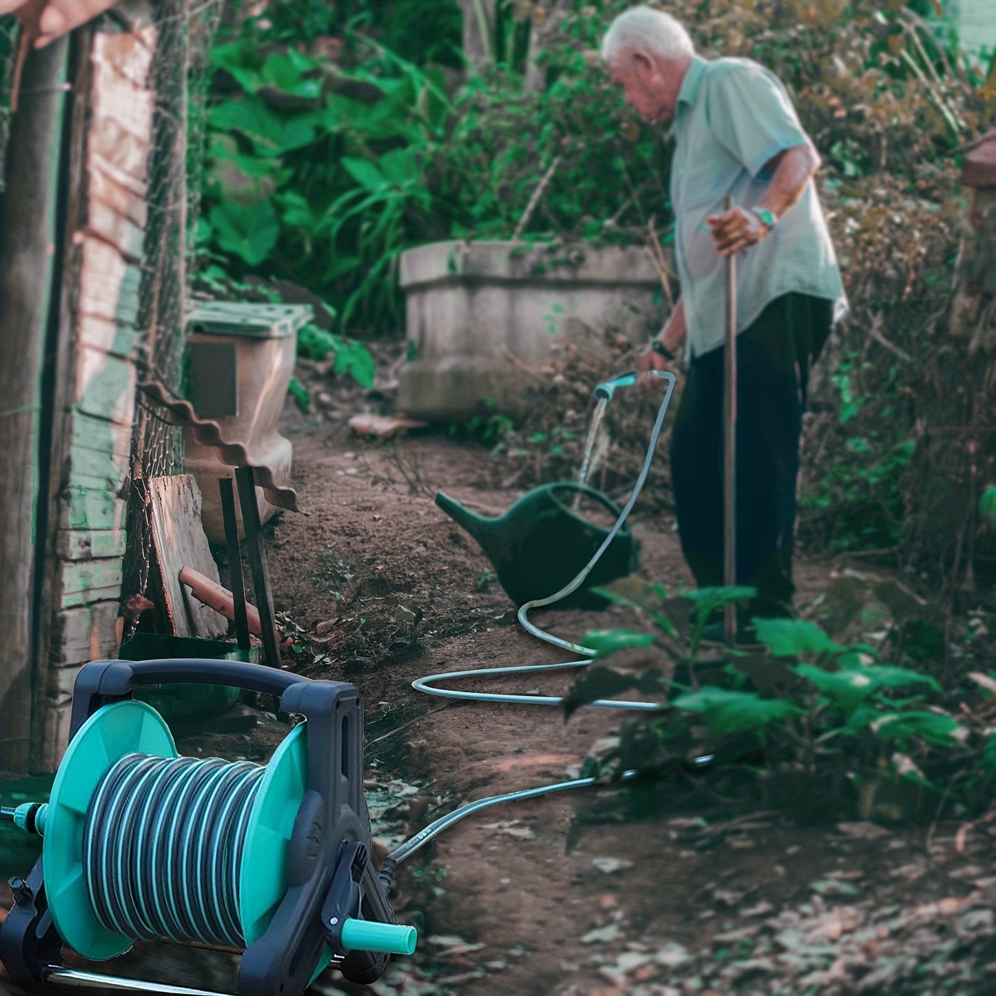 Garden Hose Reel Set with Spray Gun
