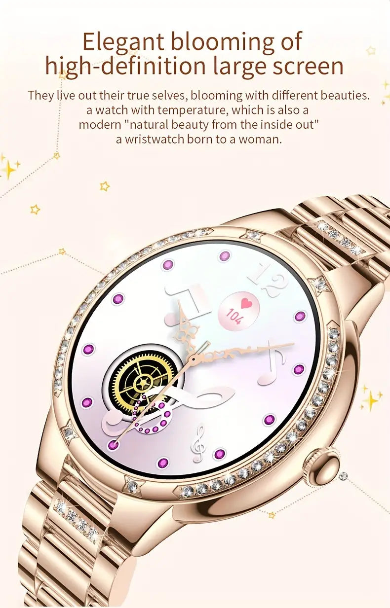 Golden Wireless Call Smart Watch for Women - Multi-Sports Modes & Voice Assistant