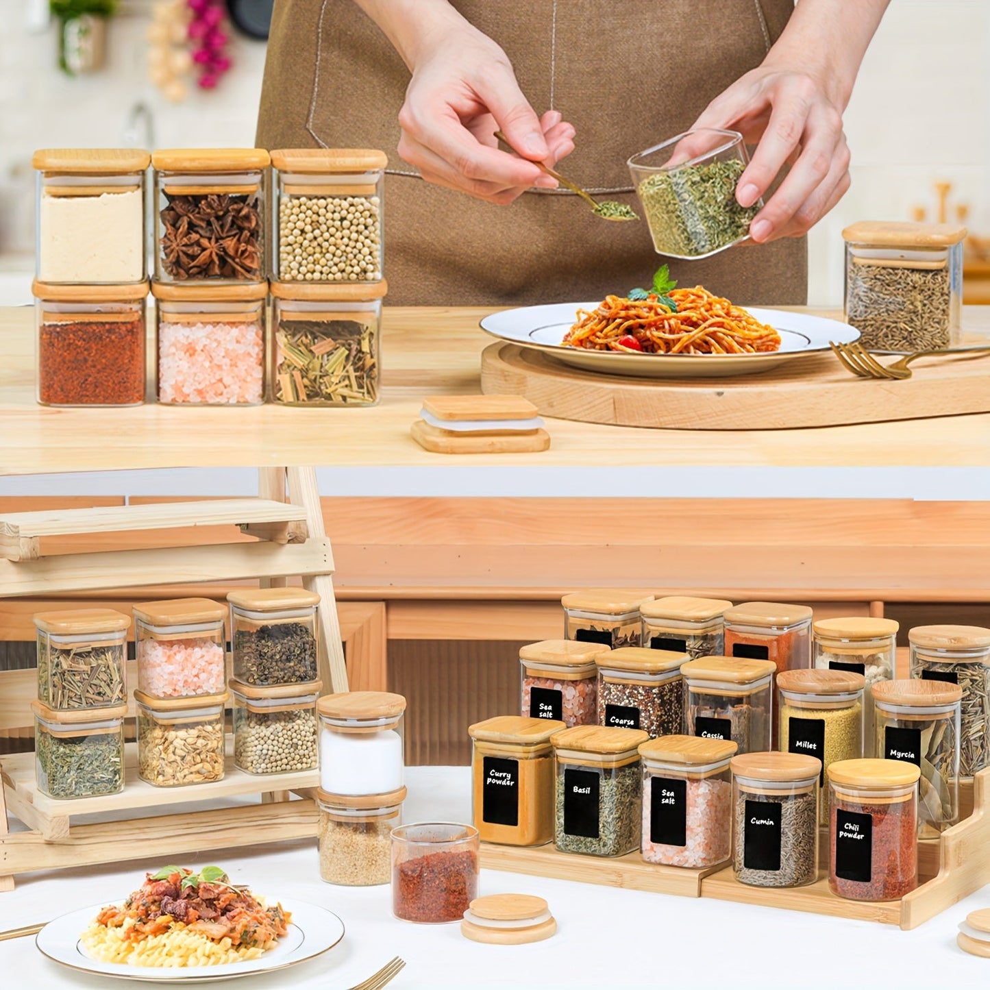 Glass Spice Jars with Airtight Lids (12-Pack)