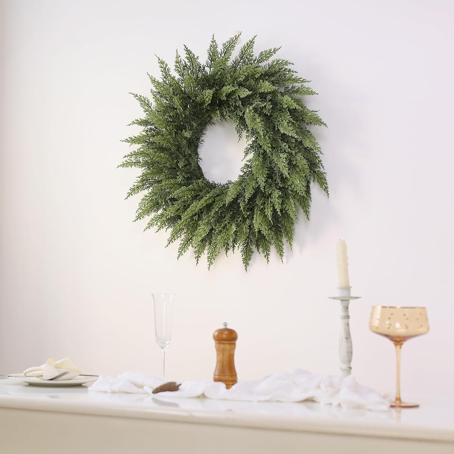 Real Touch Artificial Cedar Wreath Wall Hanging