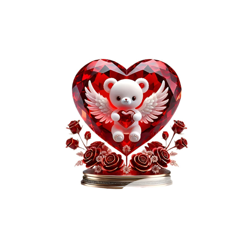 Crystal Bear Holding Heart Ornament