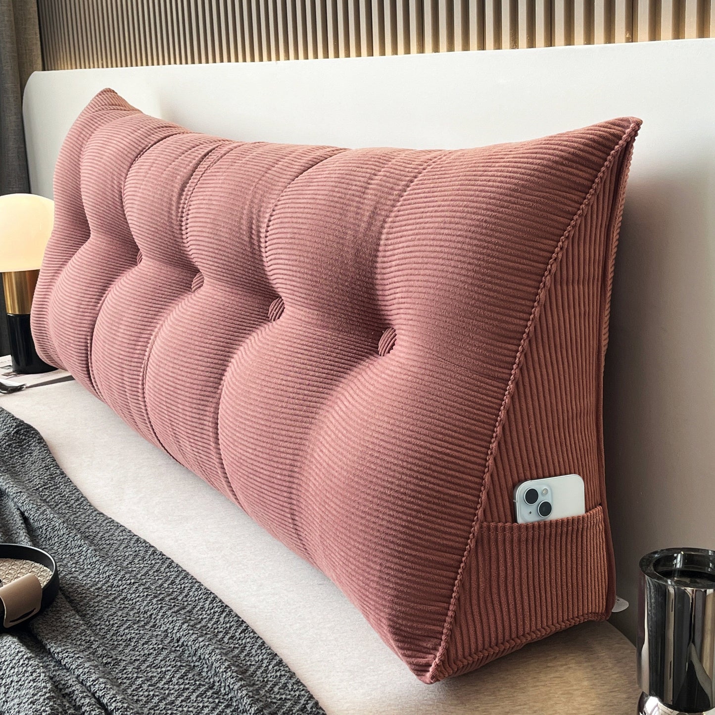 Wedge Floor Cushion with Striped Side Storage