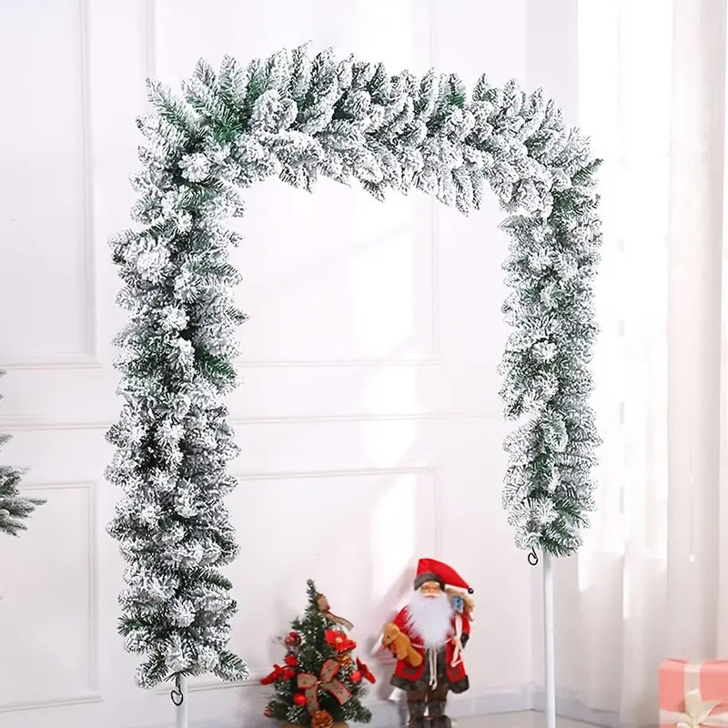 Snow Flocked Christmas Garland: Winter Frosted Pine for Festive Decor