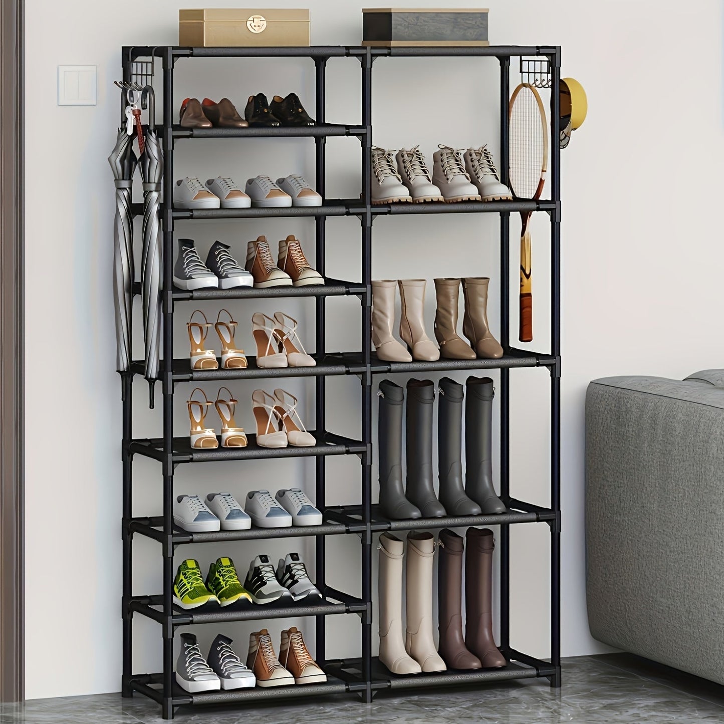 Shoe Rack with Boot Hooks Capacity (9-Tier)