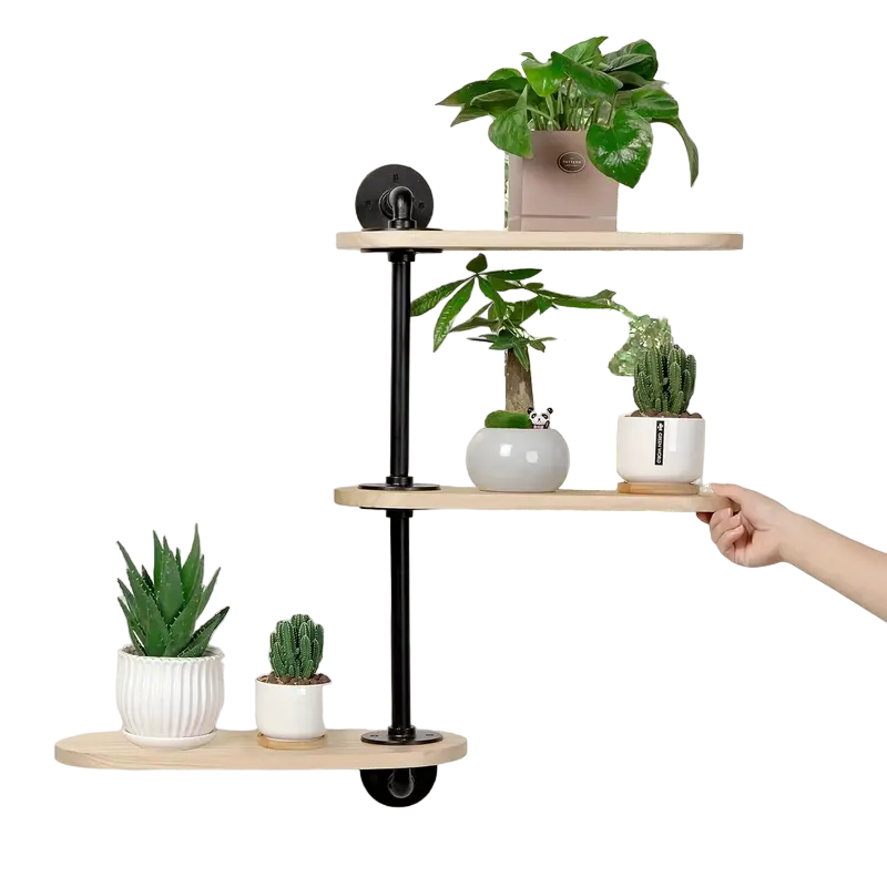 Rustic Industrial Pipe Storage Shelf with Wood Planks - 3 Tier