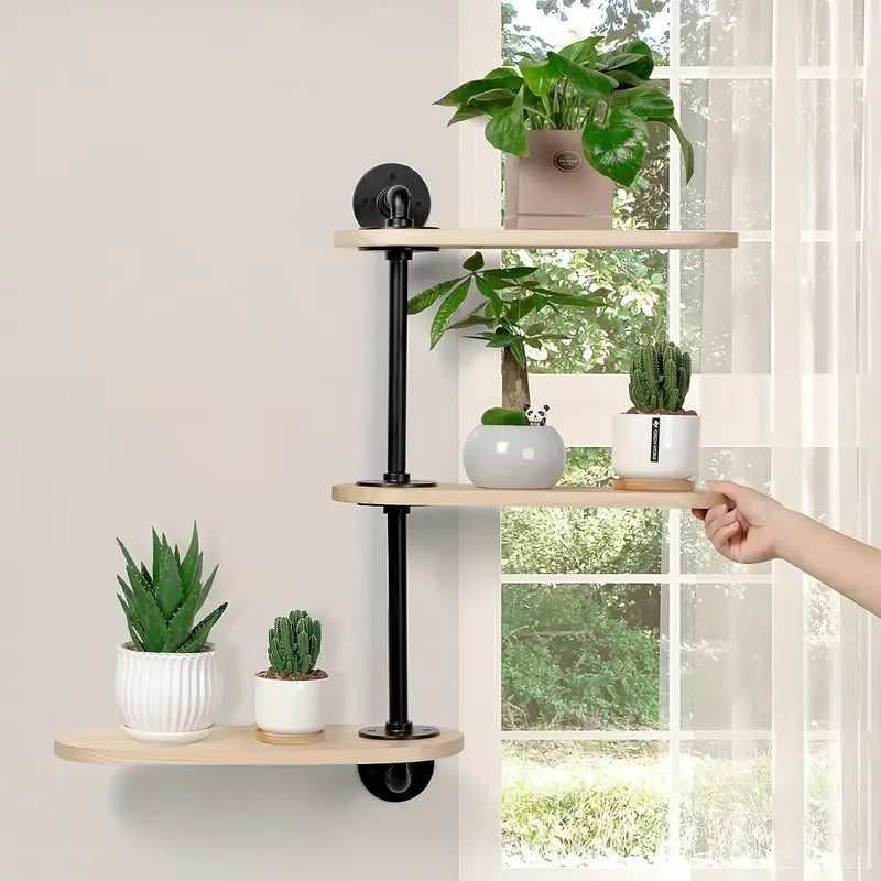 Rustic Industrial Pipe Storage Shelf with Wood Planks - 3 Tier