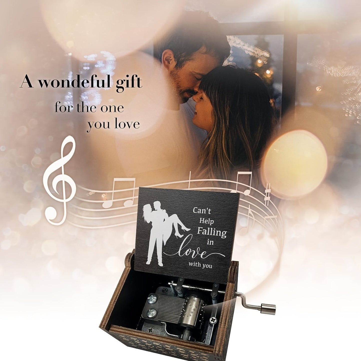 Wooden Music Box for Lovers Engraved Message