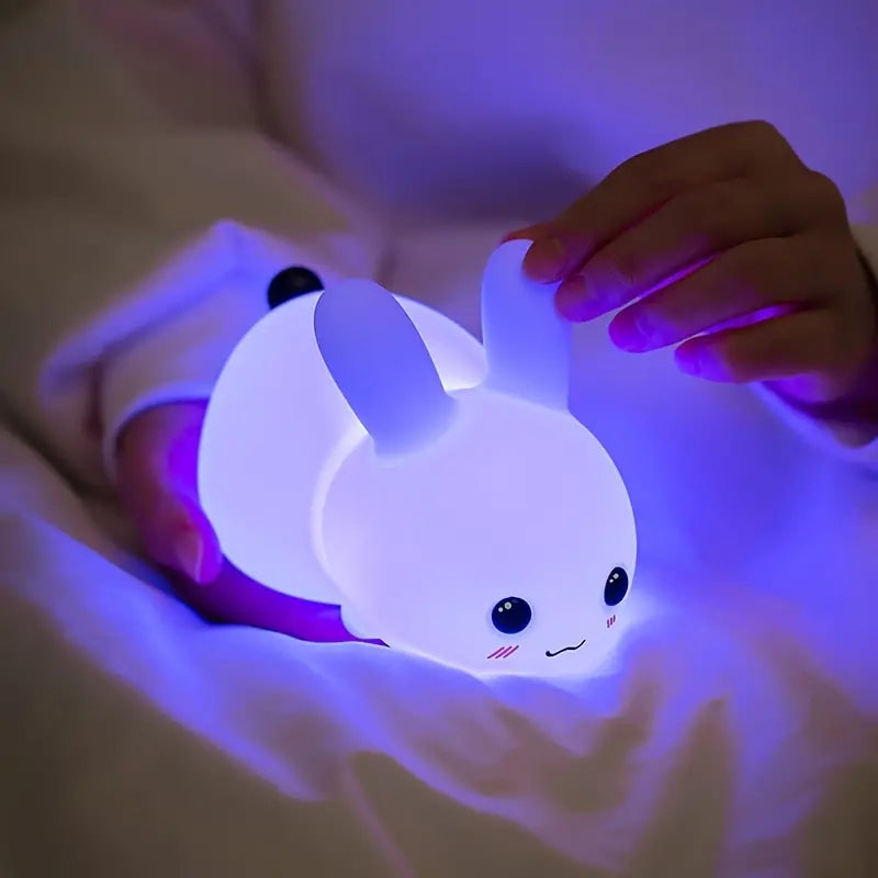 LED Cute Bunny Night Light - Rechargeable Color Changing Lamp for a Glowing Rabbit Experience- Colorful With Remote