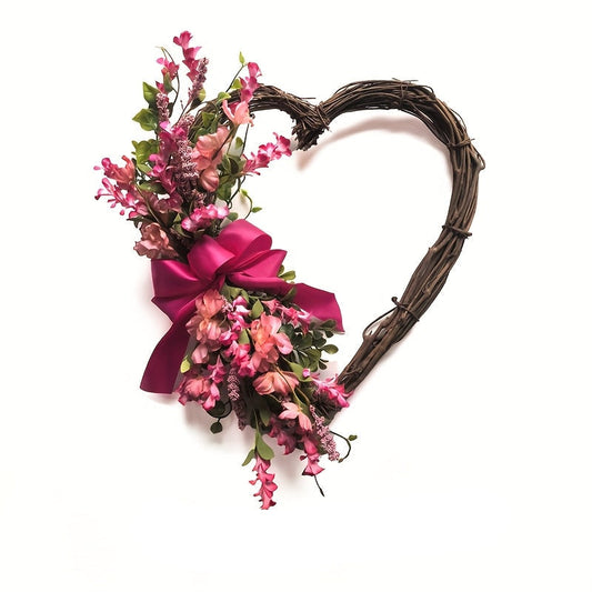 Heart-Shaped Floral Wreath Door Hanging