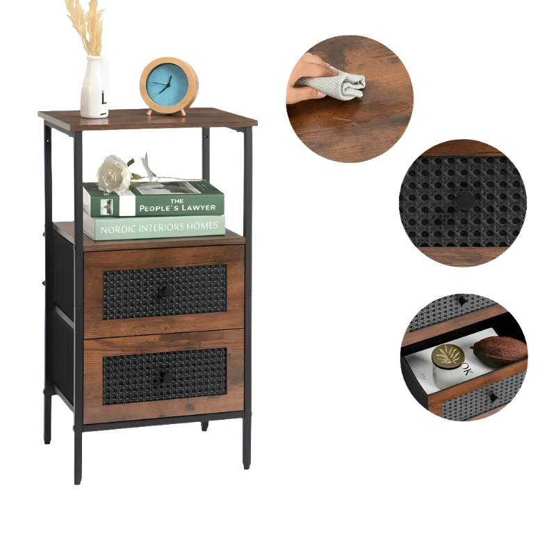 Compact Bedside Table - w/ 2 Drawers