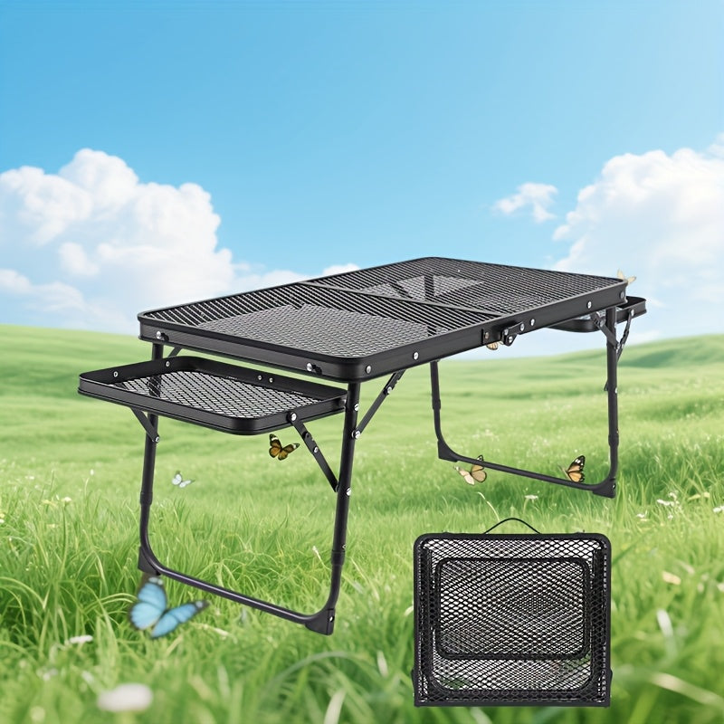 Camping Table with Extendable Wings & Mesh Top