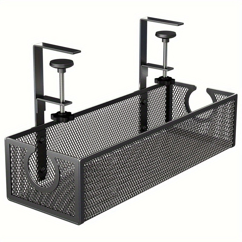 No-Drill Wire Organizer Under-Desk Cable Tray