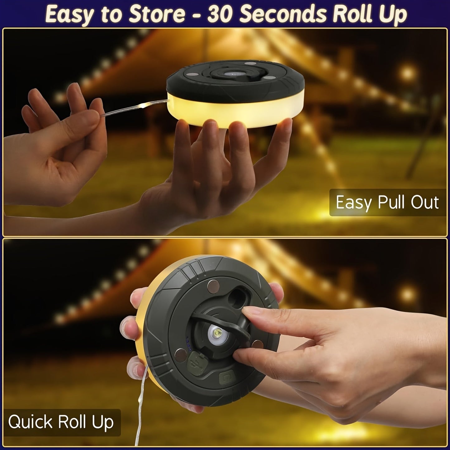 Rechargeable Camping String Lights with 5 Modes