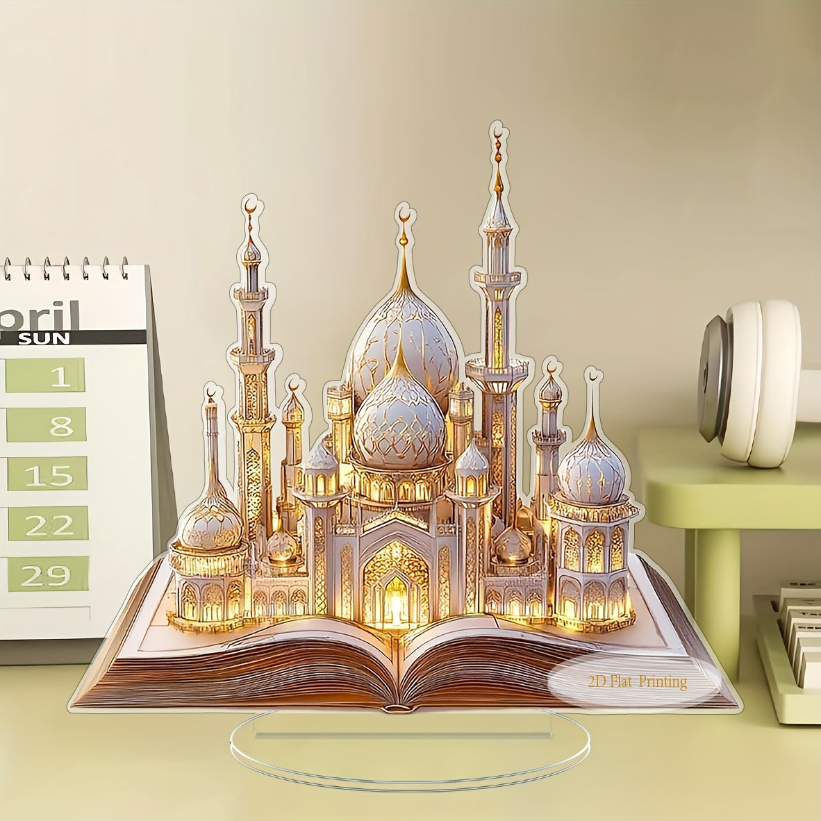 2D Flat Acrylic Mosque Desktop Tabletop Decoration