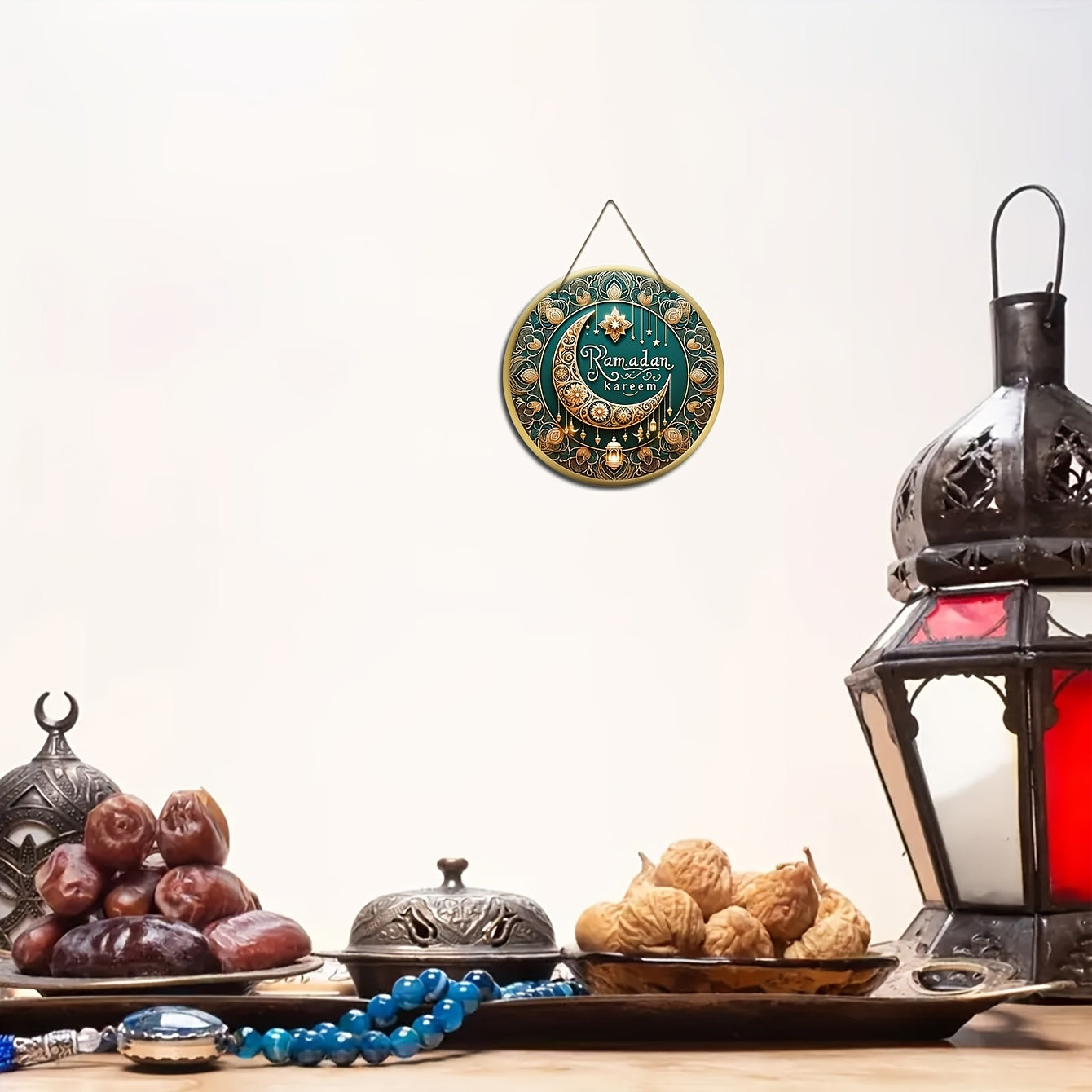 Glam Style Ramadan Kareem Wood Wreath Decoration