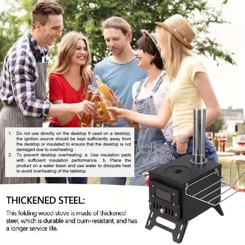Portable Black Outdoor Stove with Fireplace