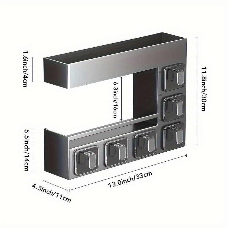 Wall-Mounted Metal Spice Rack with 6 Jars
