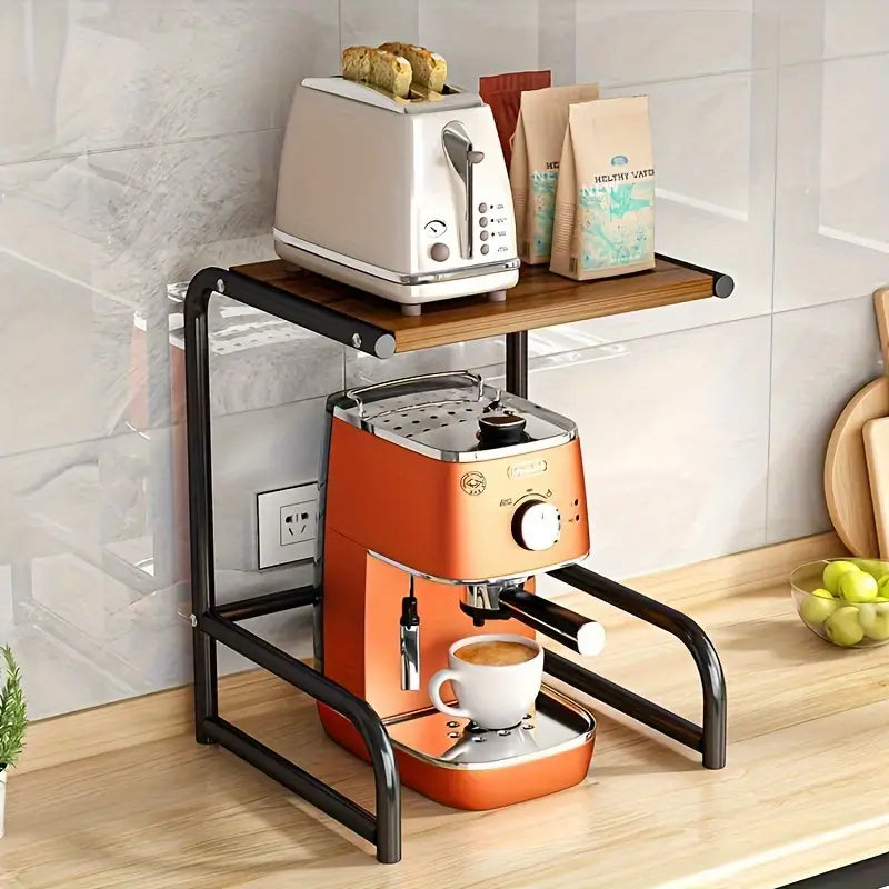 Multifunctional Microwave Storage Shelf - Kitchen Organizer and Oven Holder- Black