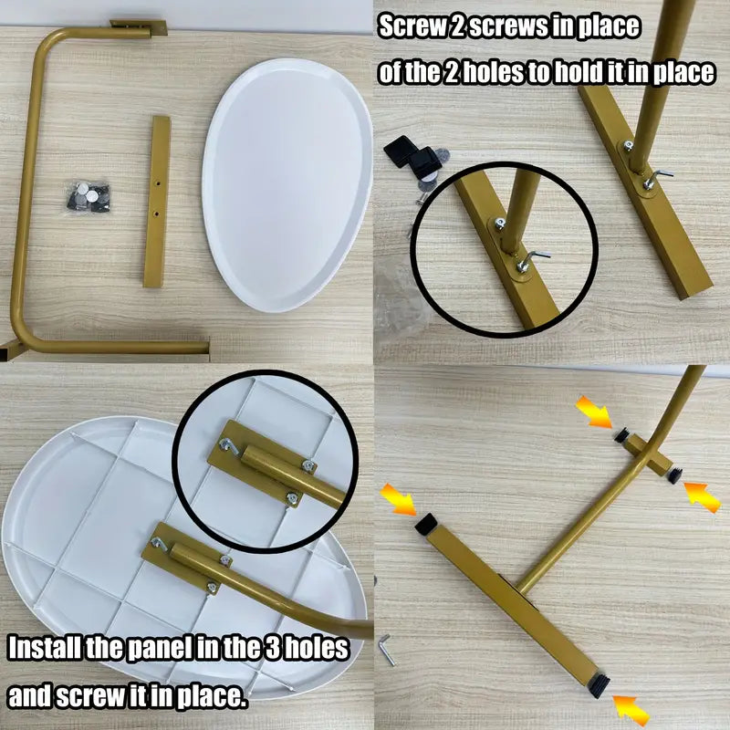 Casual White and Golden Small Coffee Table with Lightweight Design