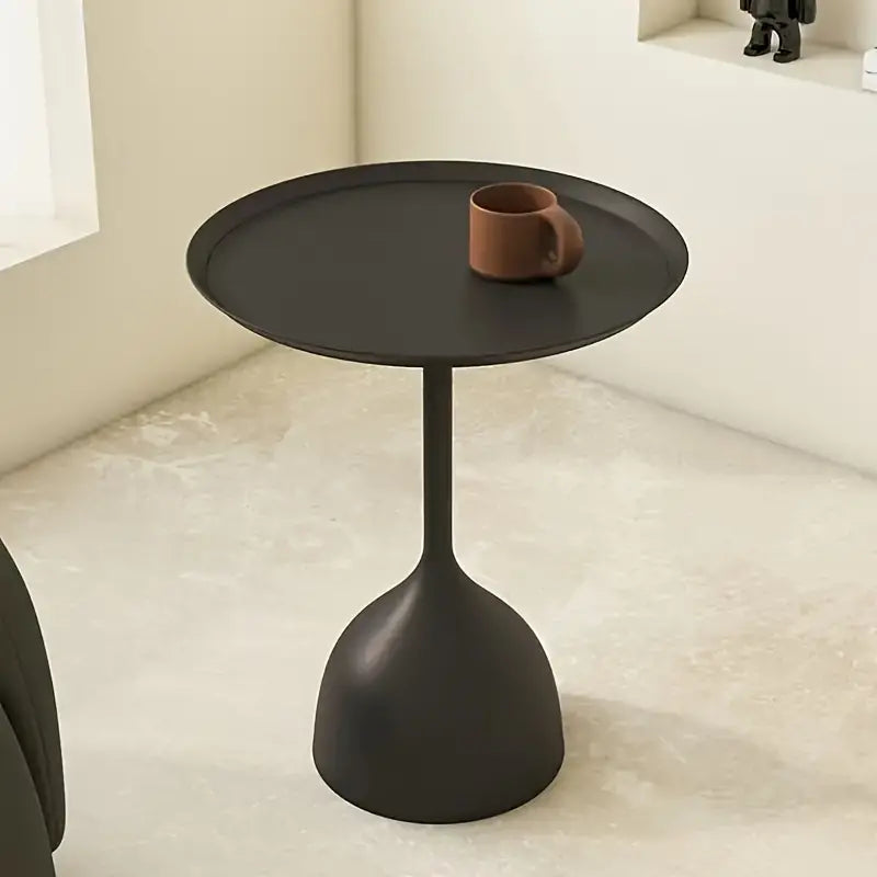 Casual Small Coffee Table for Living Room - Metal Pedestal Base