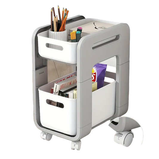 Drawer-Type Double-Layer Storage Rack with Wheels