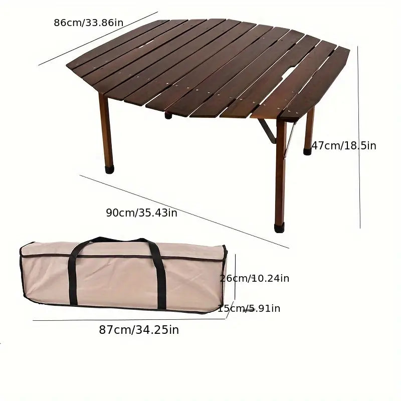 Portable Beech Wood Folding Table - Walnut Color