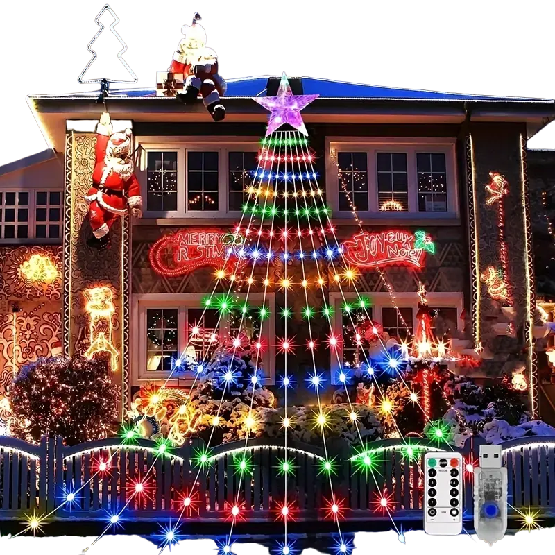 Dazzling Drapes: 200 LED Waterfall Lights for Christmas Trees