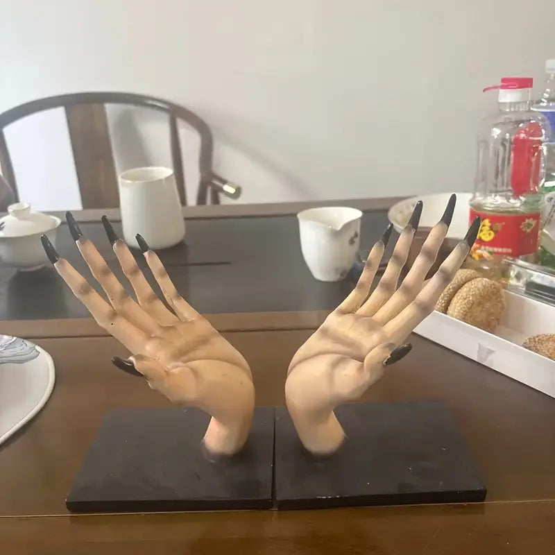 2-Piece Hand Bookends - Resin Decor